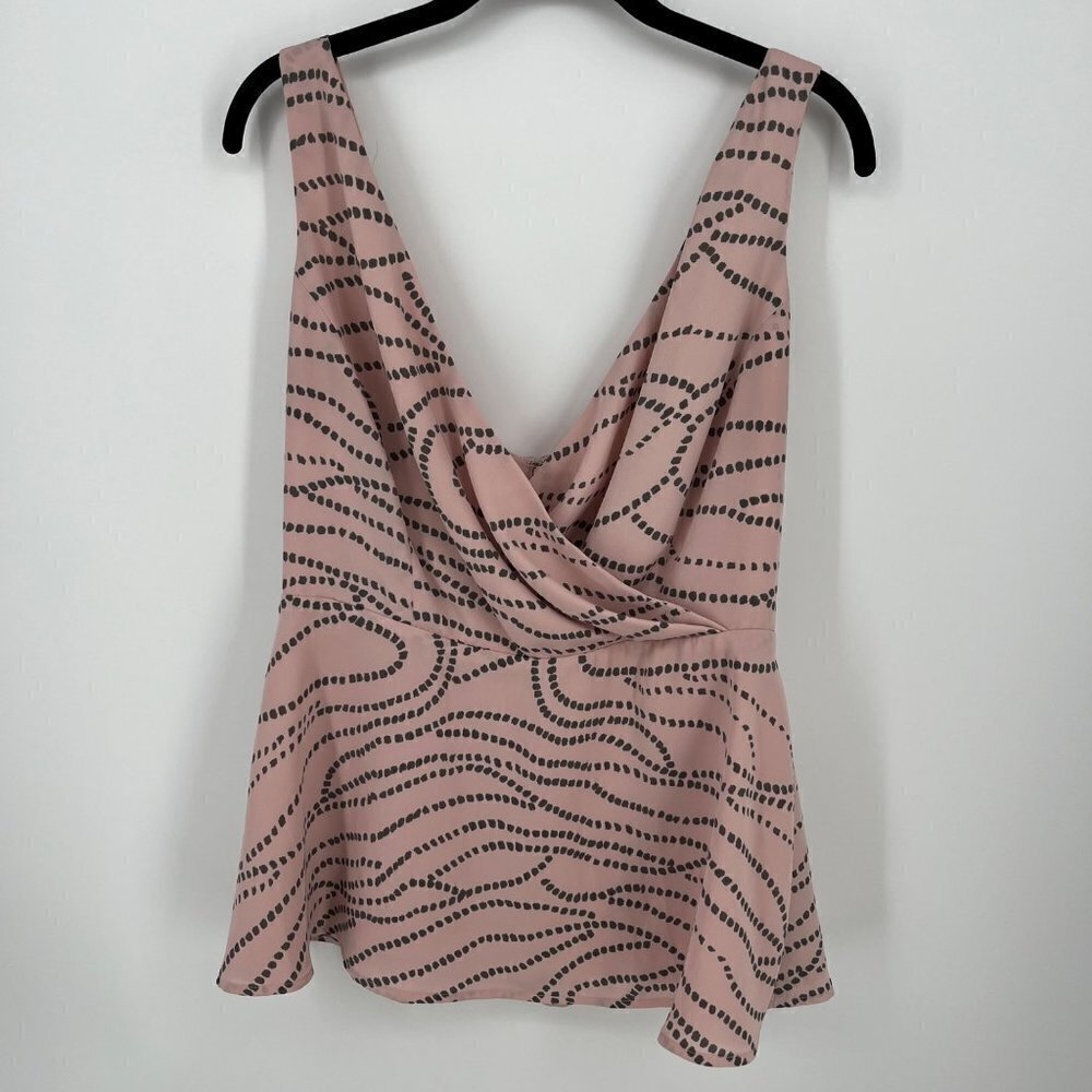 Cabi Sophia Faux Wrap Top Blouse Size 6 Blush Pink Adjustable Straps Peplum 273